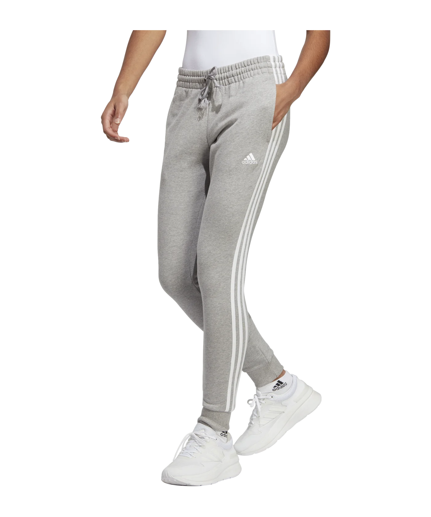 adidas Essentials 3-Stripes French Terry Cuffed Pants Grey
