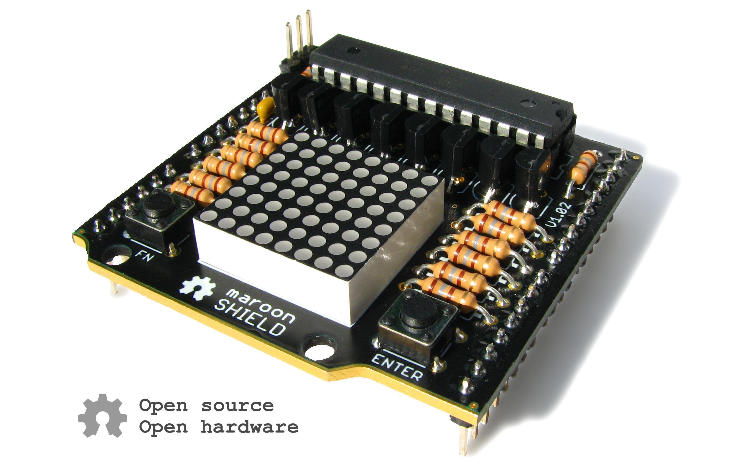 Bausatz SHIELD LED-MatrixArduino Shield mit 8 x 8 LED-Matrix-Display