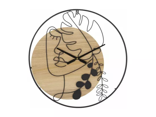 Horloge murale ronde en métal et bois marron Ø cm 60x2