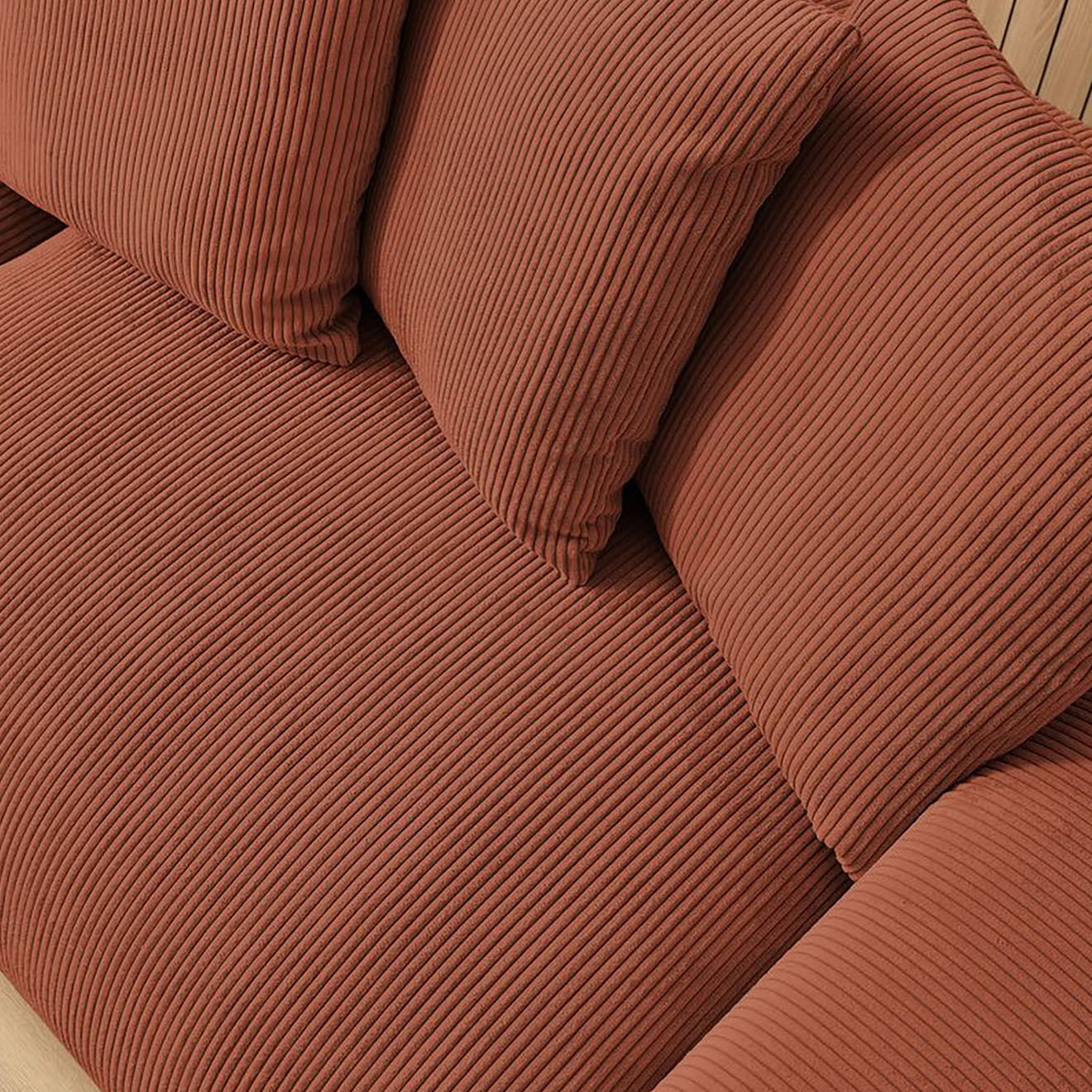 Bobochic Canapé 4 places moelleux voltaire velours côtelé orange - 320x124x75 cm