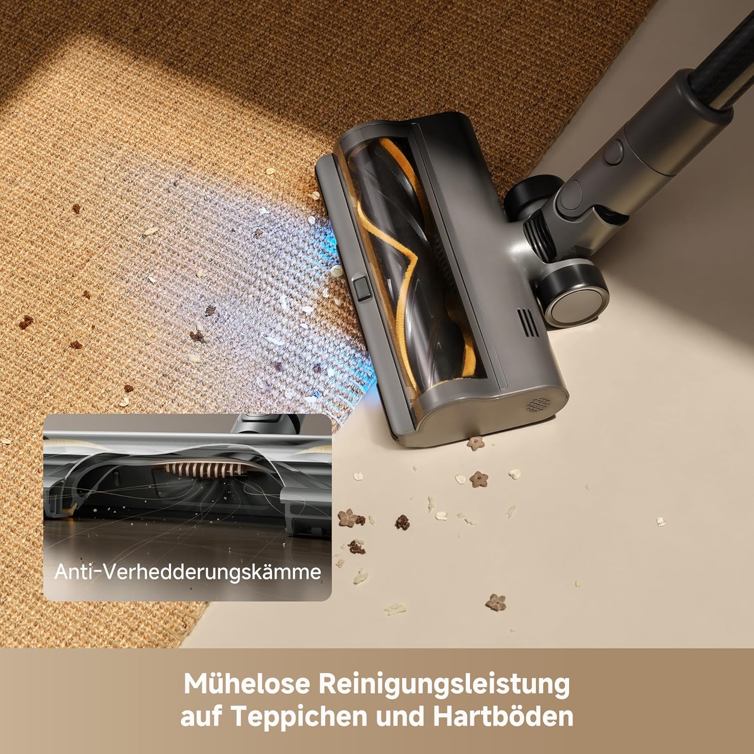 dreame R30 Kabelloser Staubsauger, Seitenbürste, für zahlreiche Flächen, Staubbeleuchtung, ohne Verheddern, 22,000PA / 190 AW Saugkraft, 90 Min. maximale Laufzeit, Filterung 99,9%
