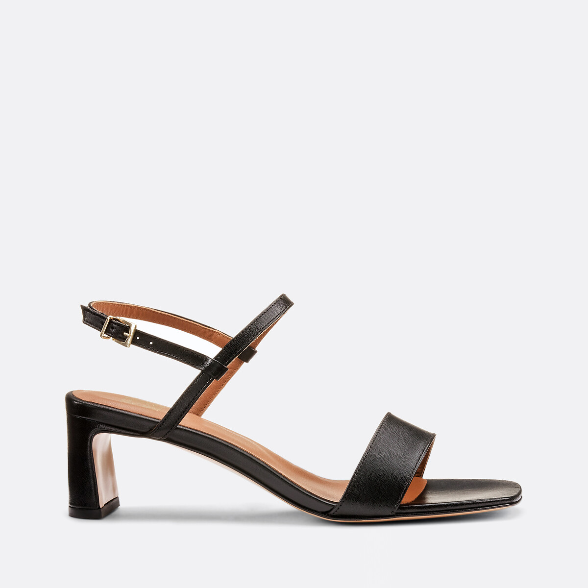 COLEÇÕES LA REDOUTE<br>Sandálias de couro liso com salto, modelo Signature CANDICE