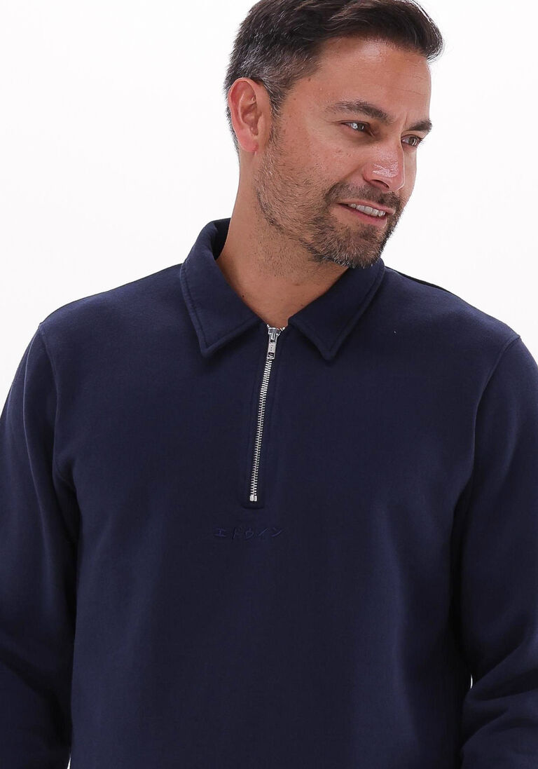 EDWIN donkerblauwe edwin polo zipped polo heavy felpa