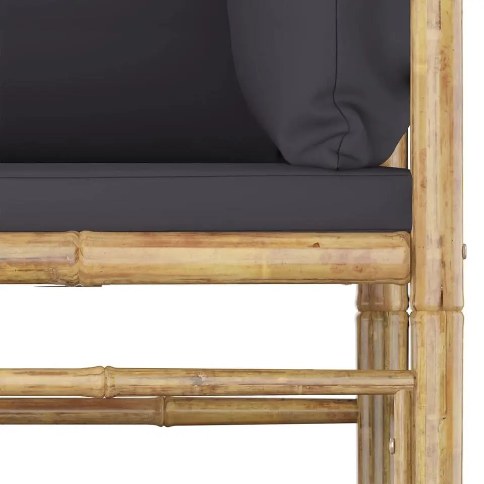 vidaXL - Tuinset - Grijs - Bamboe - 2 stuks - Met kussens