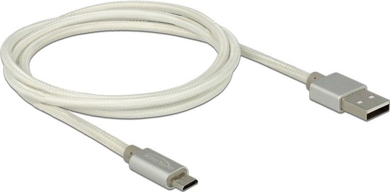Premium - USB Micro B naar USB-A Snellaadkabel - Wit - 1 Meter