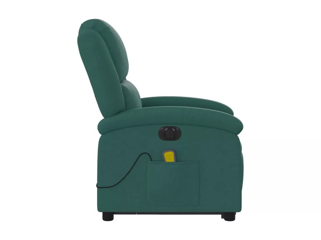Fauteuil inclinable massant électrique Vert foncé Tissu