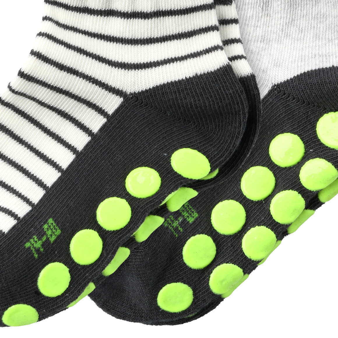 Topomini 2 Paar Baby Stoppersocken im Set dunkelgrau / weiss / neongelb