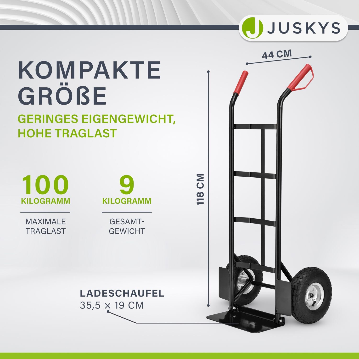 Juskys Sackkarre Basic klappbar Transportkarre mit Luftreifen, Griffen & Stahlrahmen Handkarre