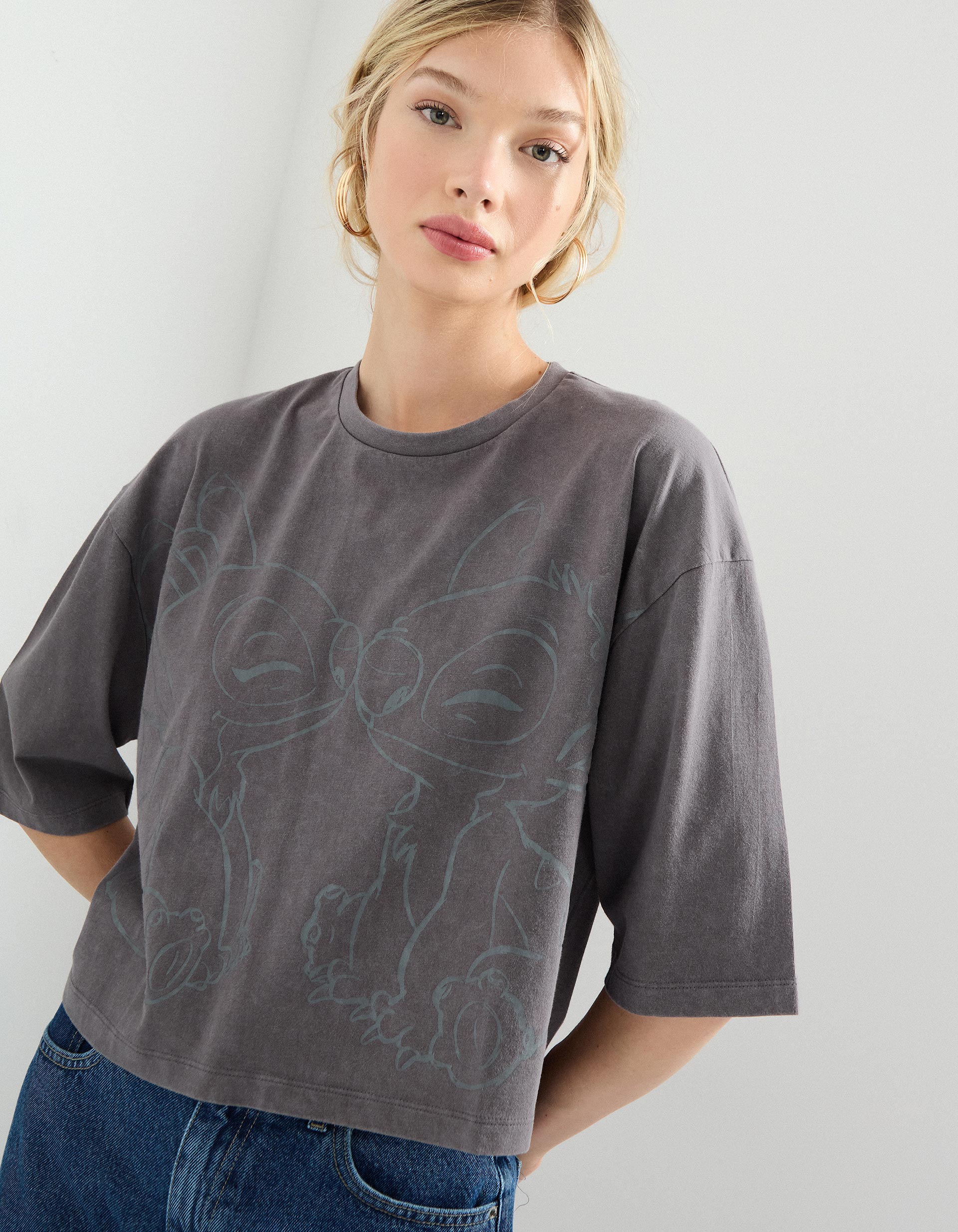 T-shirt 'Stitch' ©Disney, Mulher, Cinzento