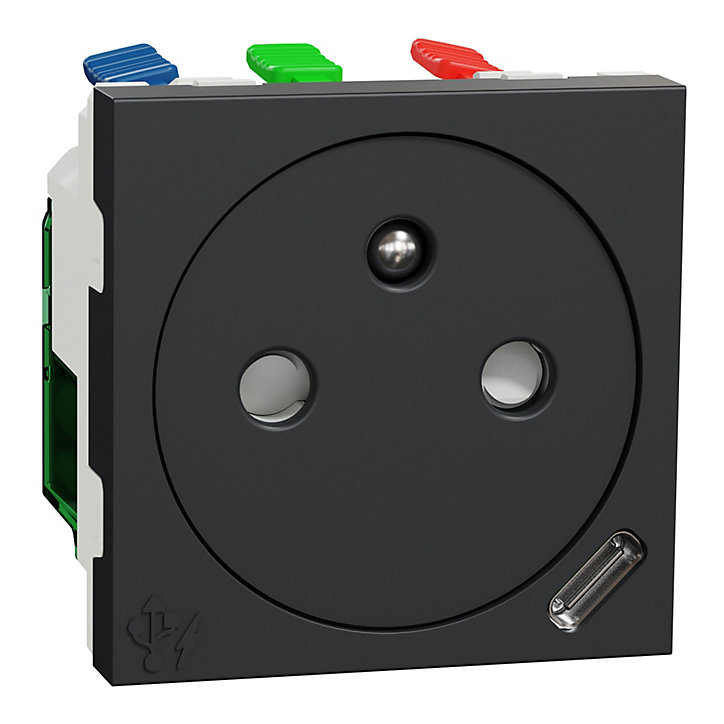 Mécanisme prise avec terre affleurante + usb C 10.5W Schneider Electric Unica gris anthracite