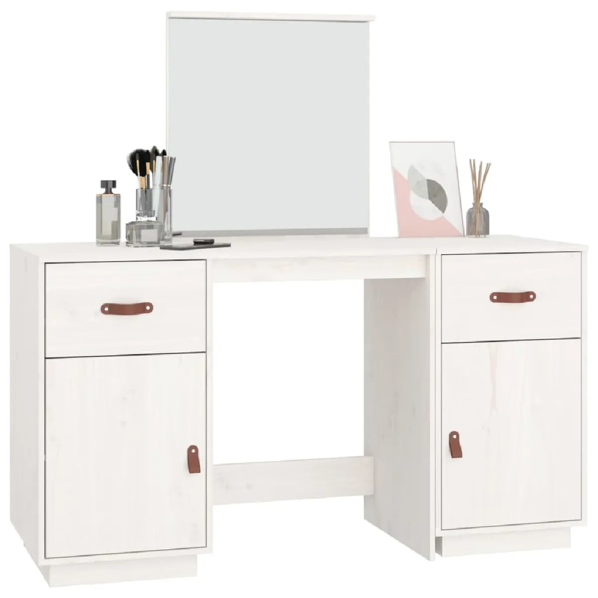 VidaXL Coiffeuse en Pin - Blanc