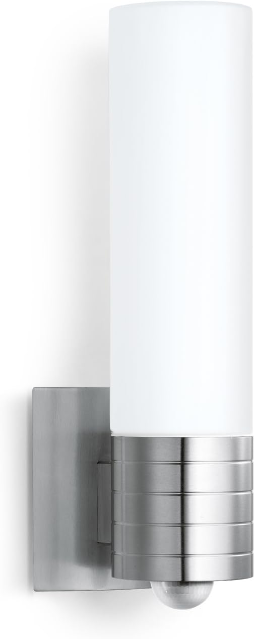 Steinel Sensor Außenleuchte L 260 S, 9.87 W LED Lampe, 240° Bewegungsmelder, 12 m Reichweite, 703 lm, Edelstahl, Weiß