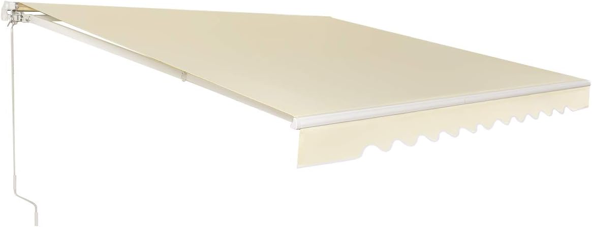 DREAMADE Markise mit Handkurbel, Gelenkarmmarkise UV-beständig, Sonnenmarkise aus Metall & Polyester, 5 °-35 ° Einstellbarer Winkel, für Garten, Balkon, Restaurant (Beige, 400x250cm)