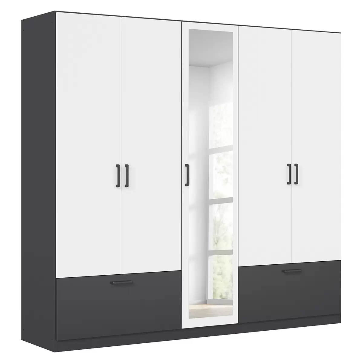 Kleiderschrank 5trg. Jubi dunkelgrau,weiss