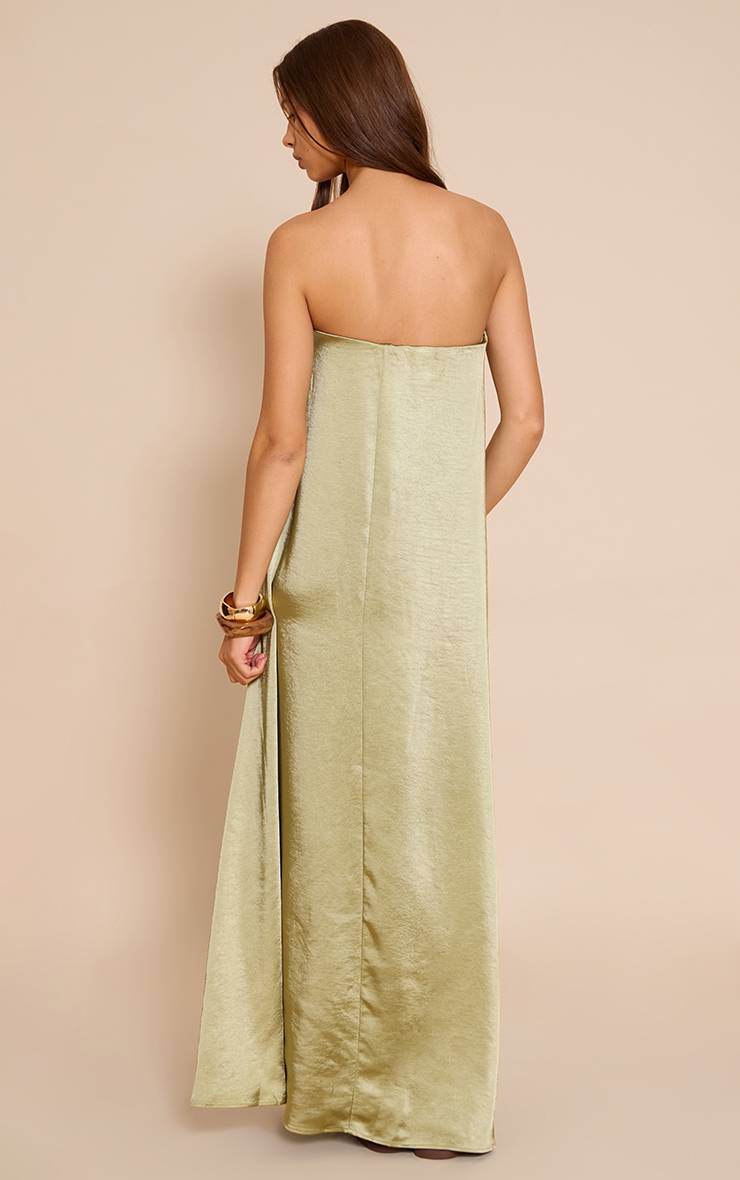 Vert Robe Fourreau Bustier En Satin Texturé