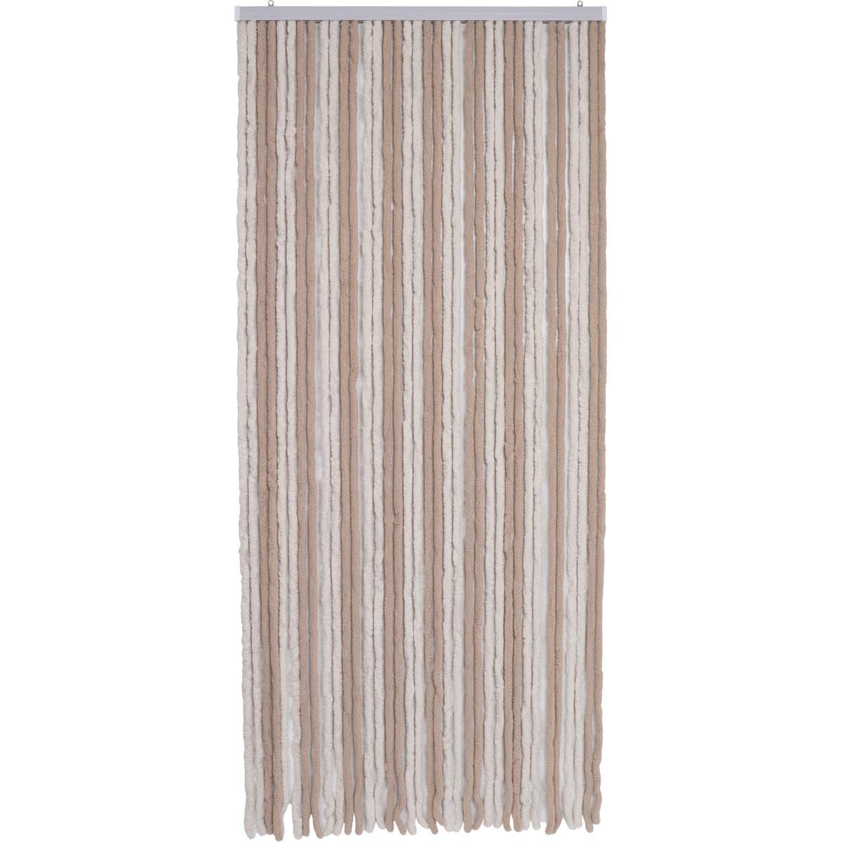 RIDEAU PORTE CHENILLE BICOLORE 90X210CM TAUPE BEIGE