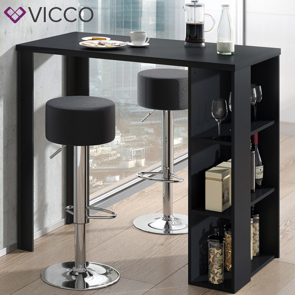 VICCO Bartisch NOEL Tresentisch Weiß Schwarz Ablagefächer 120 x 105,6 x 60 cm inkl. Barhocker