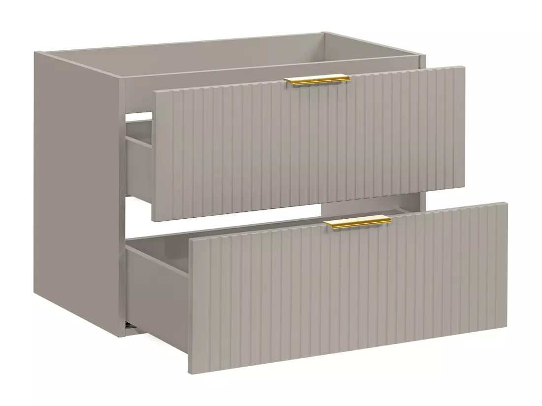 Meuble sous vasque suspendu strié - Beige - L80 cm - ZEVARA