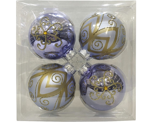 Lafiora glazen kerstboomballen Ø 8 cm paars 4 st.