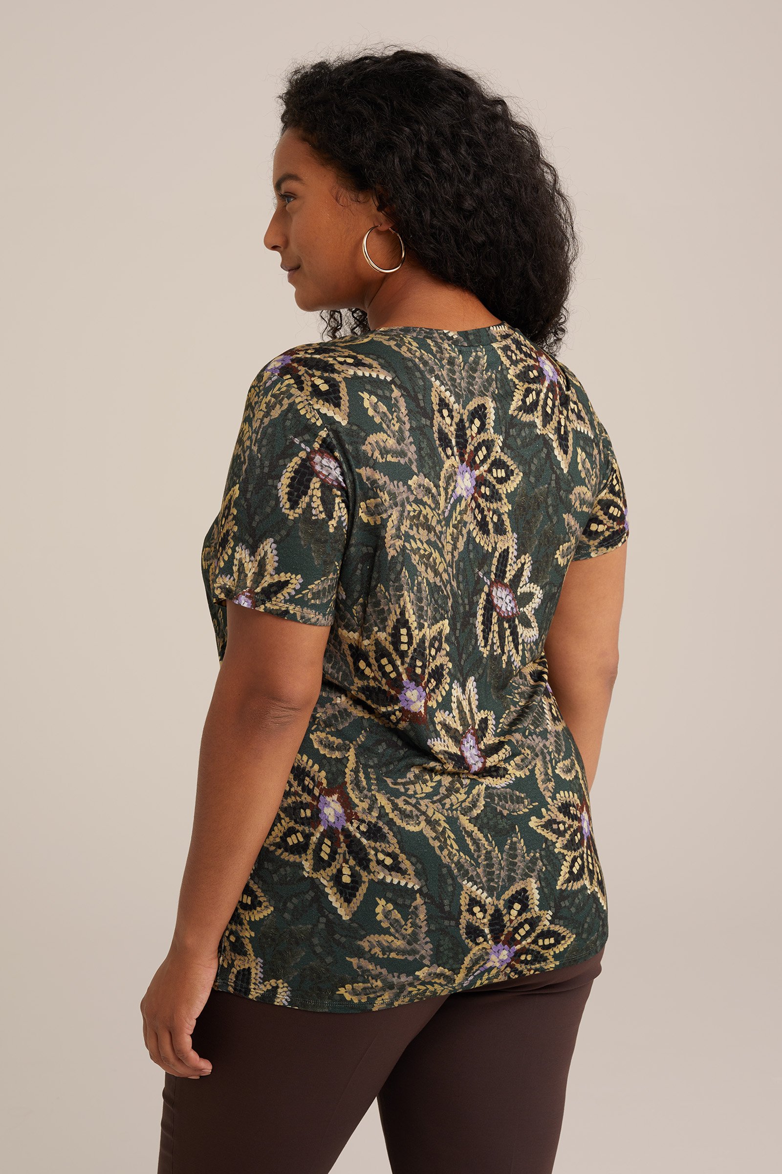 T-shirt met dessin - Curve WE Fashion Donkergroen