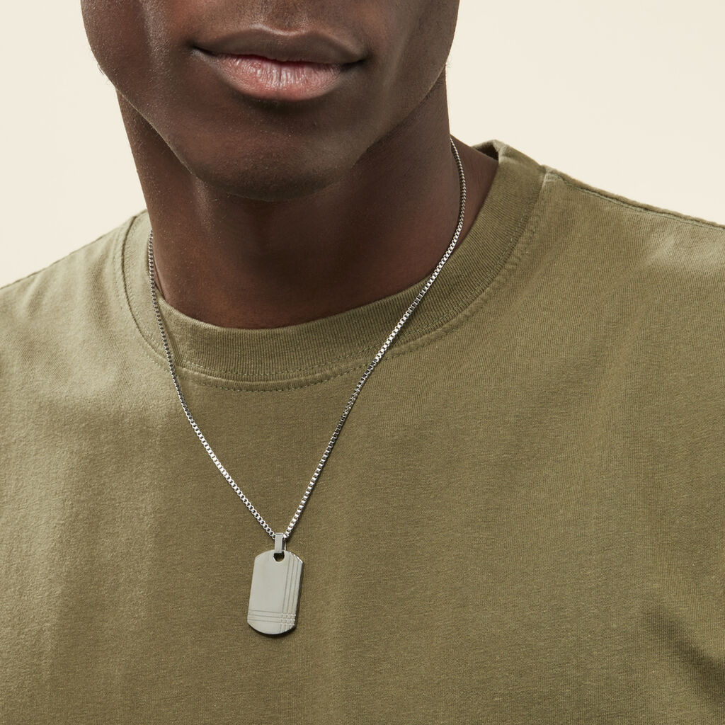 Collier Quadrillage Acier Blanc