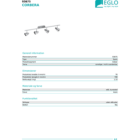 Cobera spot LED 4x3W - krom