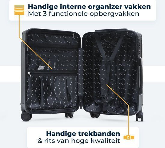 Pathsail - Handbagage Reiskoffer - Zwart - ABS - Lichtgewicht - TSA Slot