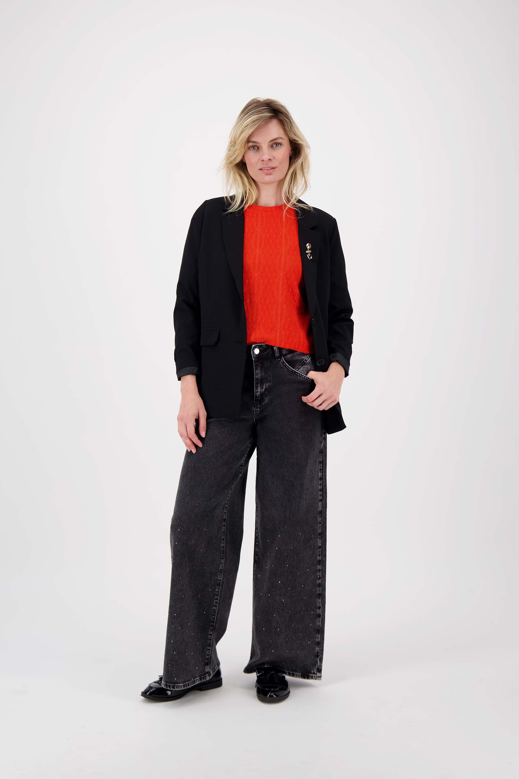 top van broderie korte mouw
