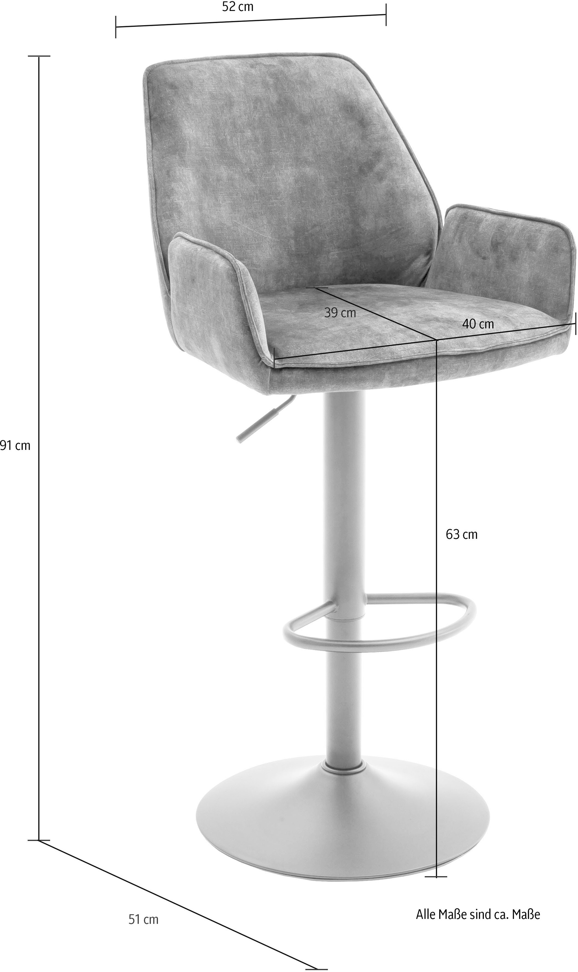MCA furniture Bistrostuhl »OTTAWA Tresenstuhl Barstuhl Barmöbel Bistro« () Barhocker,Bistrostuhl,Barstuhl,drehbar,belastbar120kg,Sitzhöhe 63-84cm