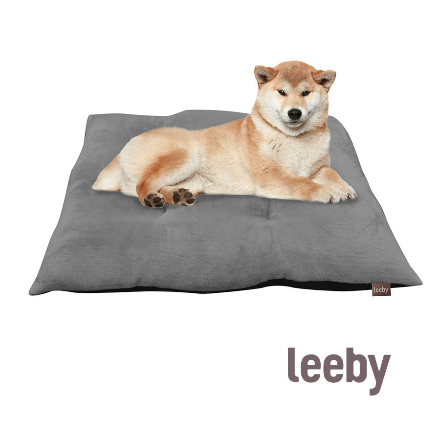 Almofada Leeby cinza acolchoada em veludo para cães