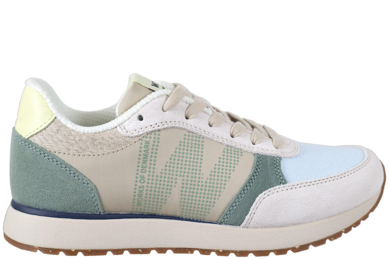 WODEN - RONJA SKO I BEIGE TEKSTIL OG RUSKIND