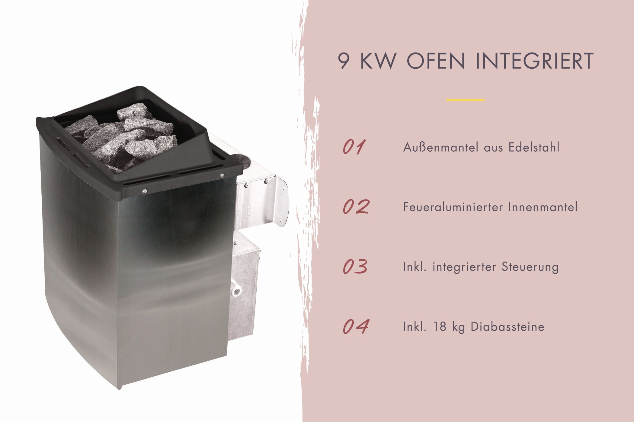 Karibu Saunahaus 38mm Melo 3 Ofen 9 kW integr. Strg terragrau