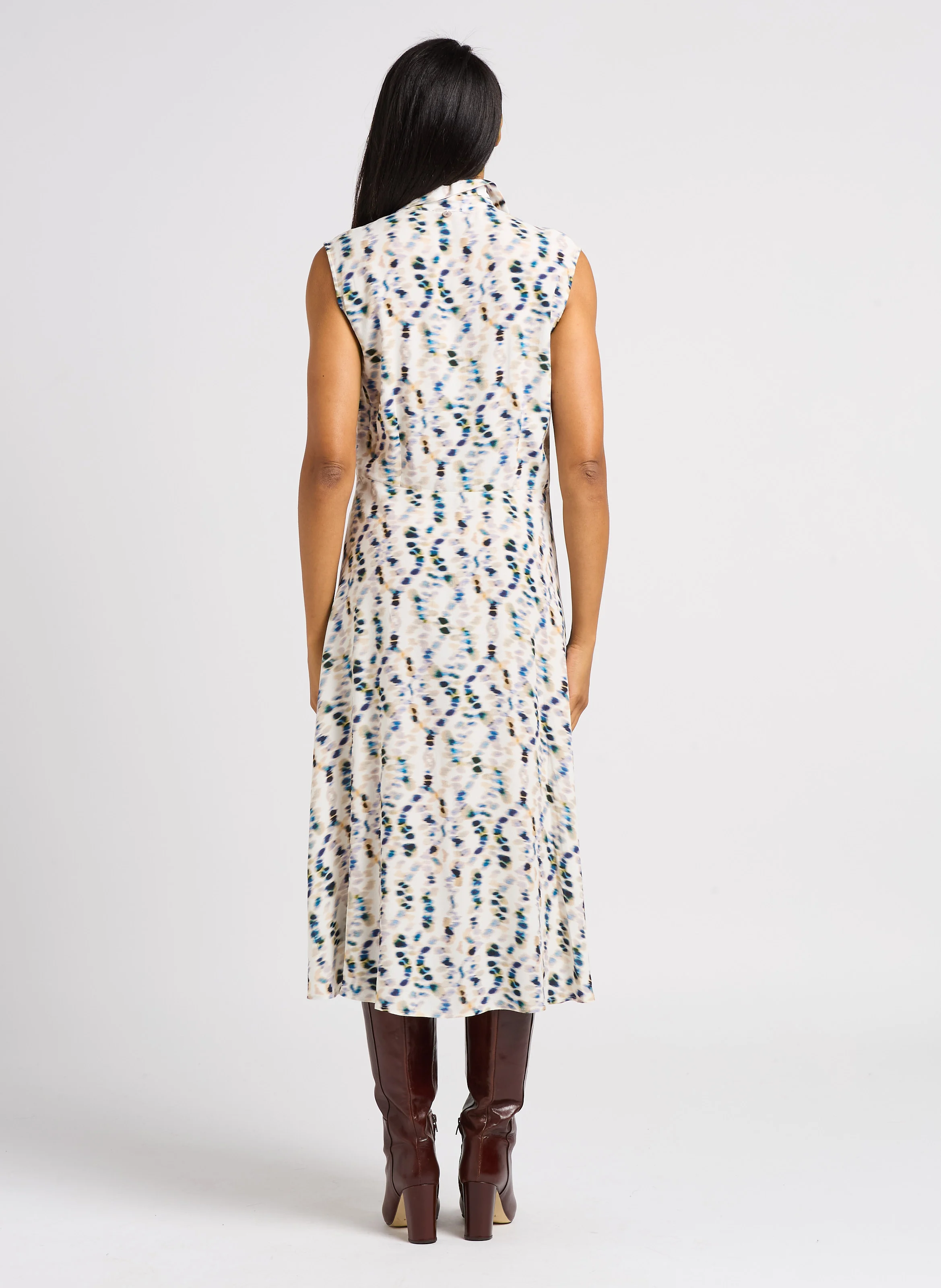 ROXY - Robe longue évasée à col V | Blanc