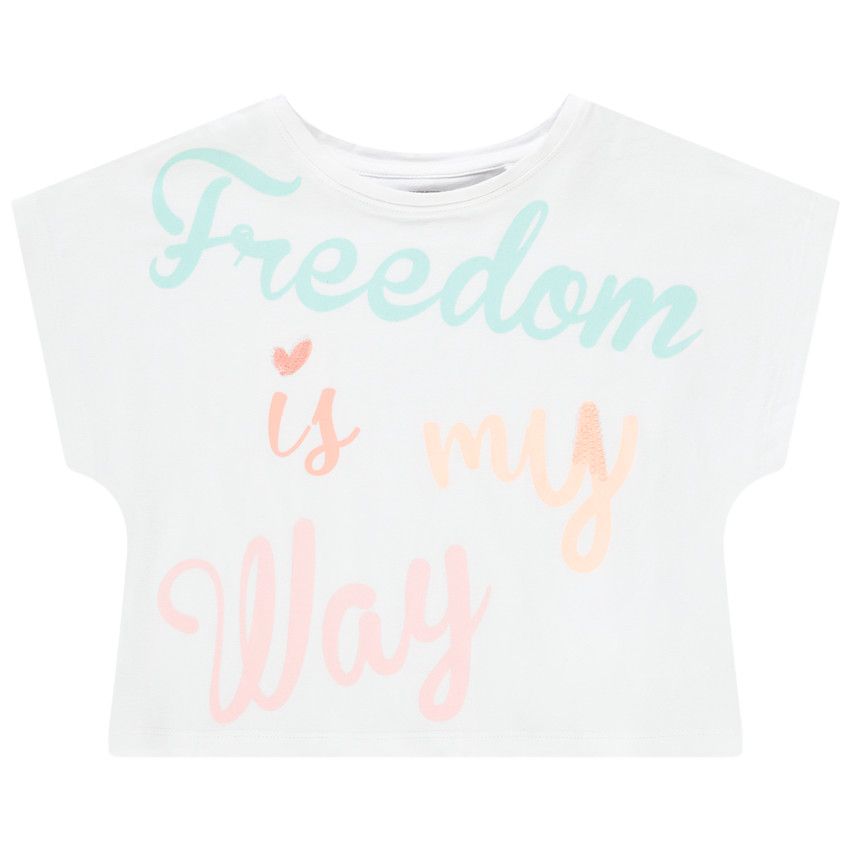 T-shirt oversize print message pour fille - Blanc