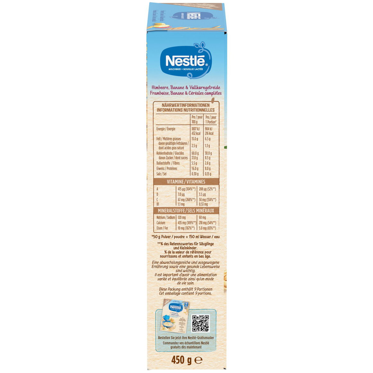 NestléNestlé   Milchbrei Himbeere Banane und Vollkorngetreide 450g