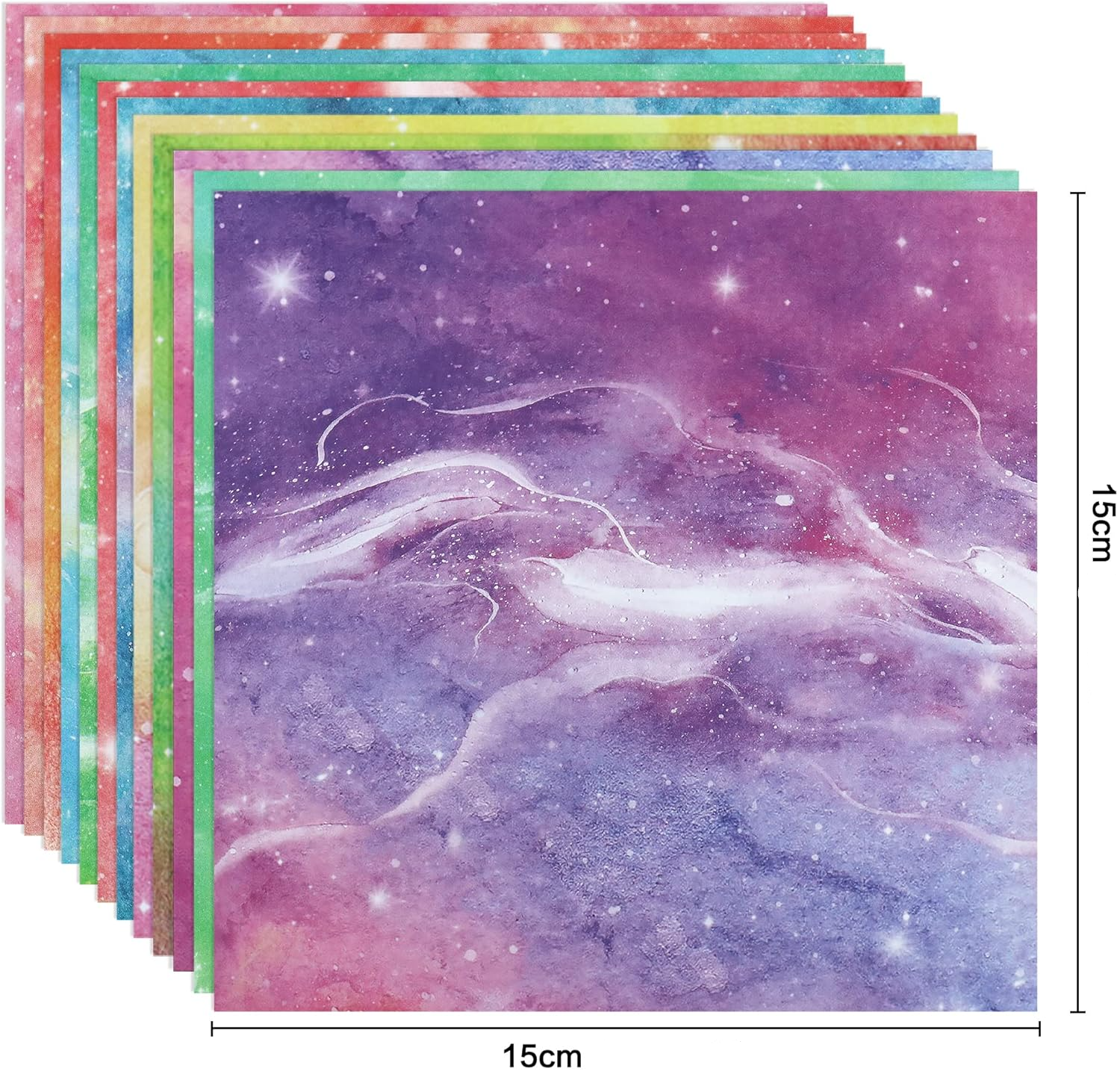 (50er Set) 15x15cm Origami Papier DIY Bastel Faltpapier 70gm2 - Marble