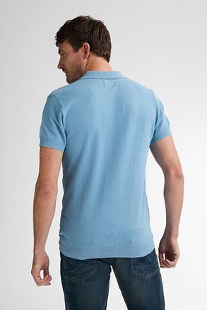 Petrol Knitted Polo Lichtblauw M-1050-KWC213-5187 kopen