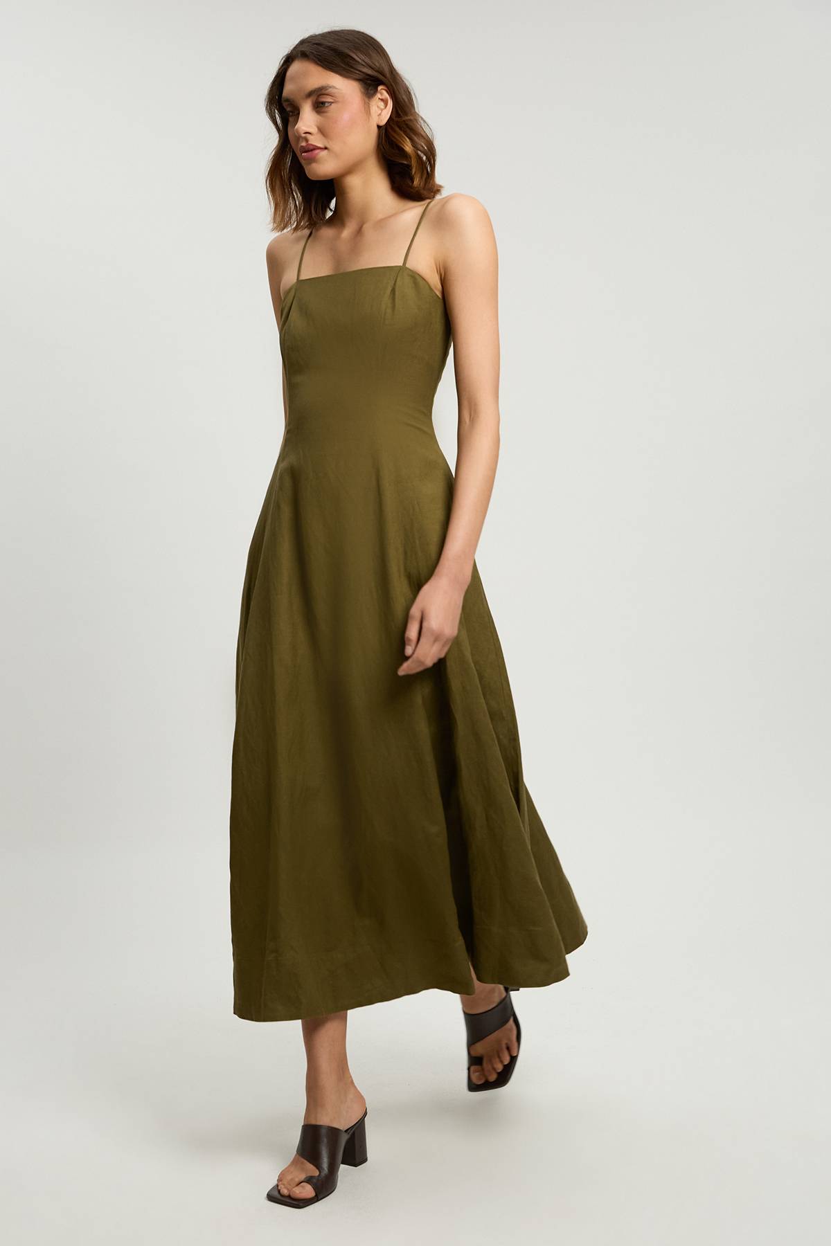 KarenMillen Robe maxi de soirée en lin tissé de viscose