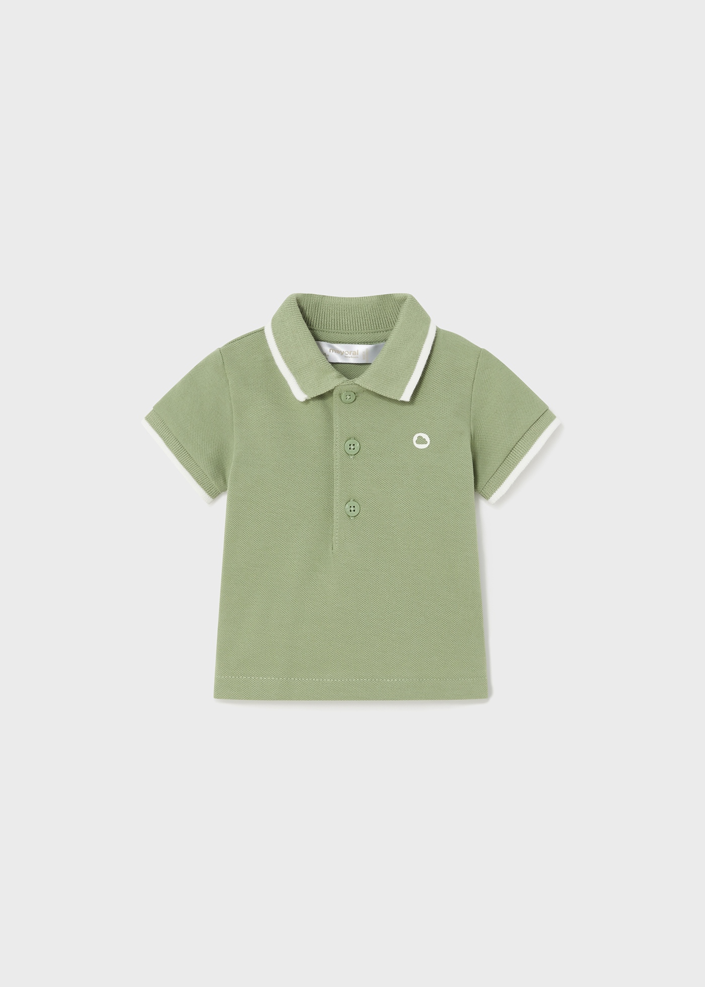 Camisa polo Better Cotton Contrast para recém-nascidos, branca