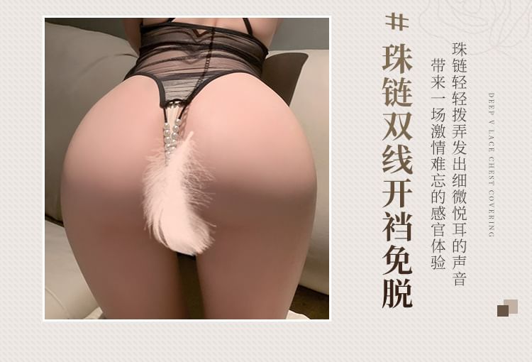 Femmu - Lingerie bodysuit van pure mesh zonder kruis