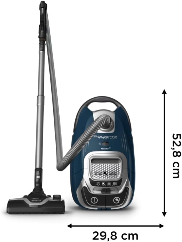 Rowenta Silence Force Effitech Bodenstaubsauger mit Beutel, 400 Watt, extrem leise mit 57 dB(A), energieeffizienter Effitech-Motor, Permanent-Filter, Staubbeutelfüllanzeige, Dunkelblau, RO7451