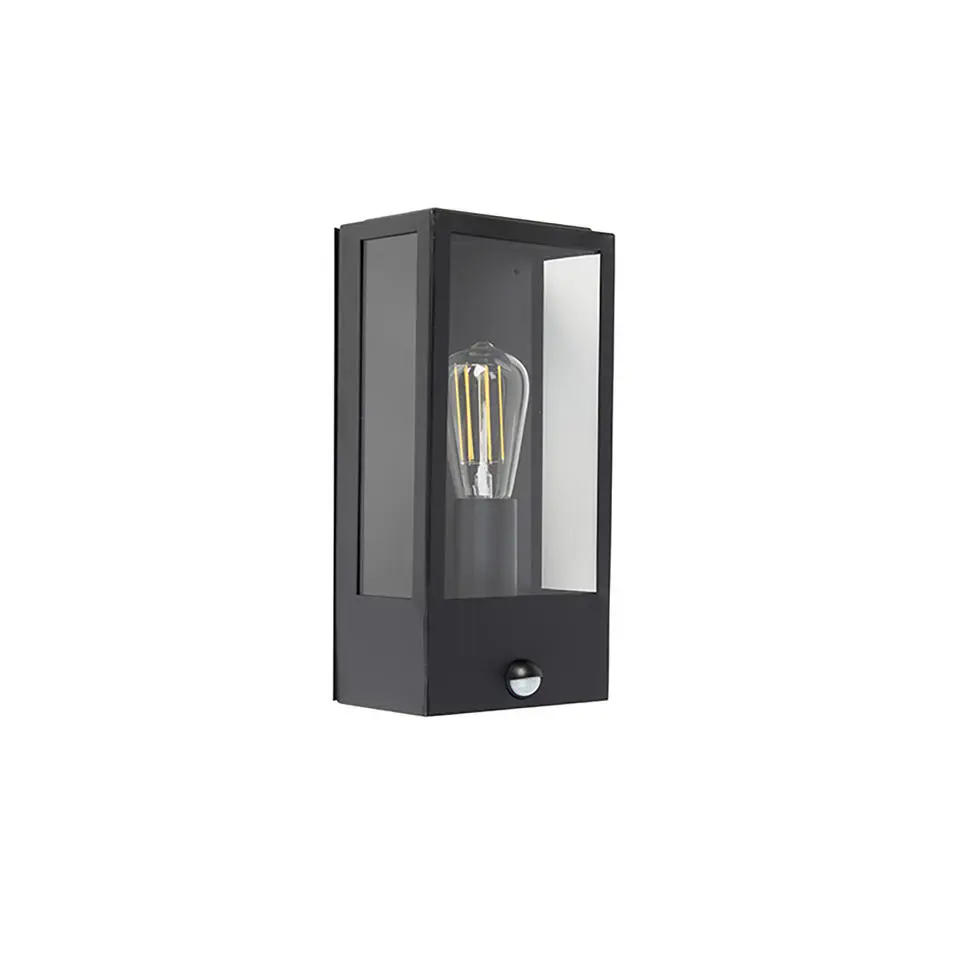 Qazqa buitenlampen met sensor rotterdam zwart e27