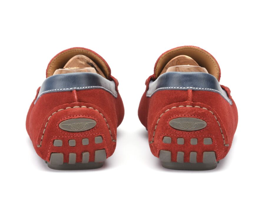 Mocassin été homme cuir Velours Rouge Et Cuir Navy - FERGUSON