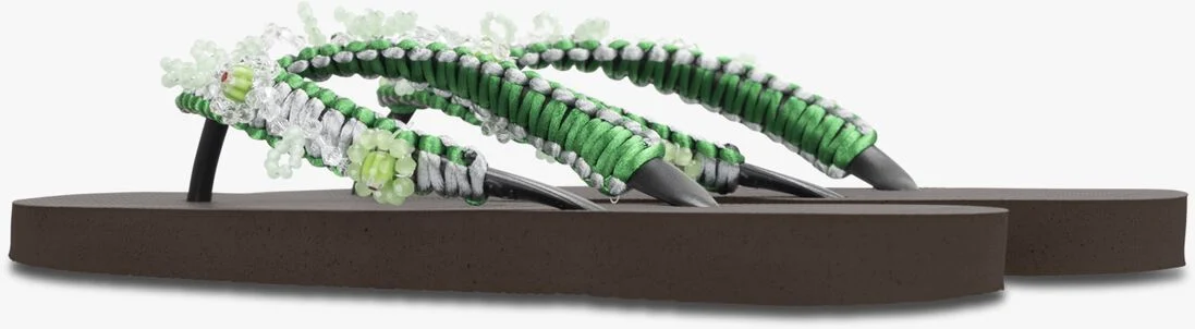 UZURII bruine uzurii teenslippers macrame green blossom