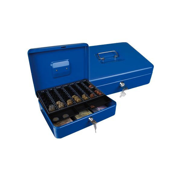 Q-Connect Cofre c/ Bandeja p/ Moedas 300x90x240mm Blue - KF03327