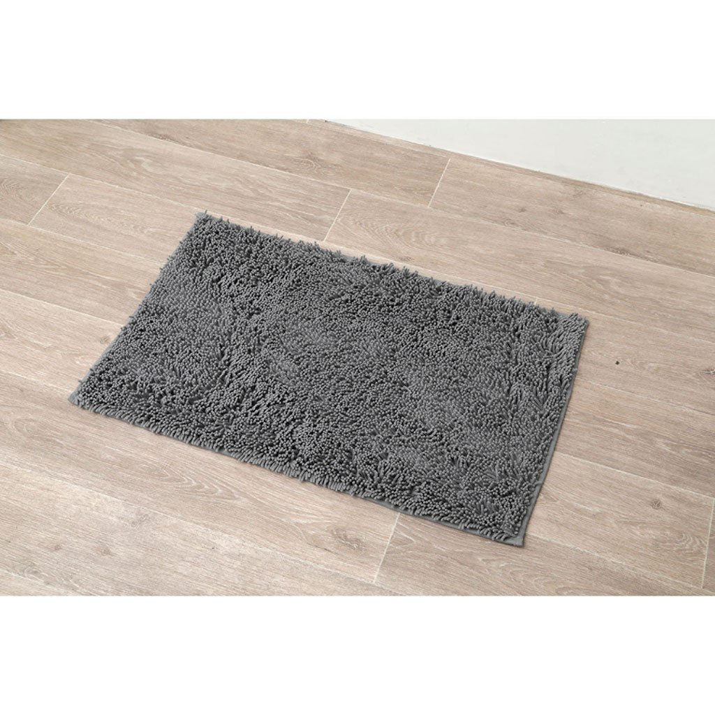 Tapis de bain chenille gris 50x80cm