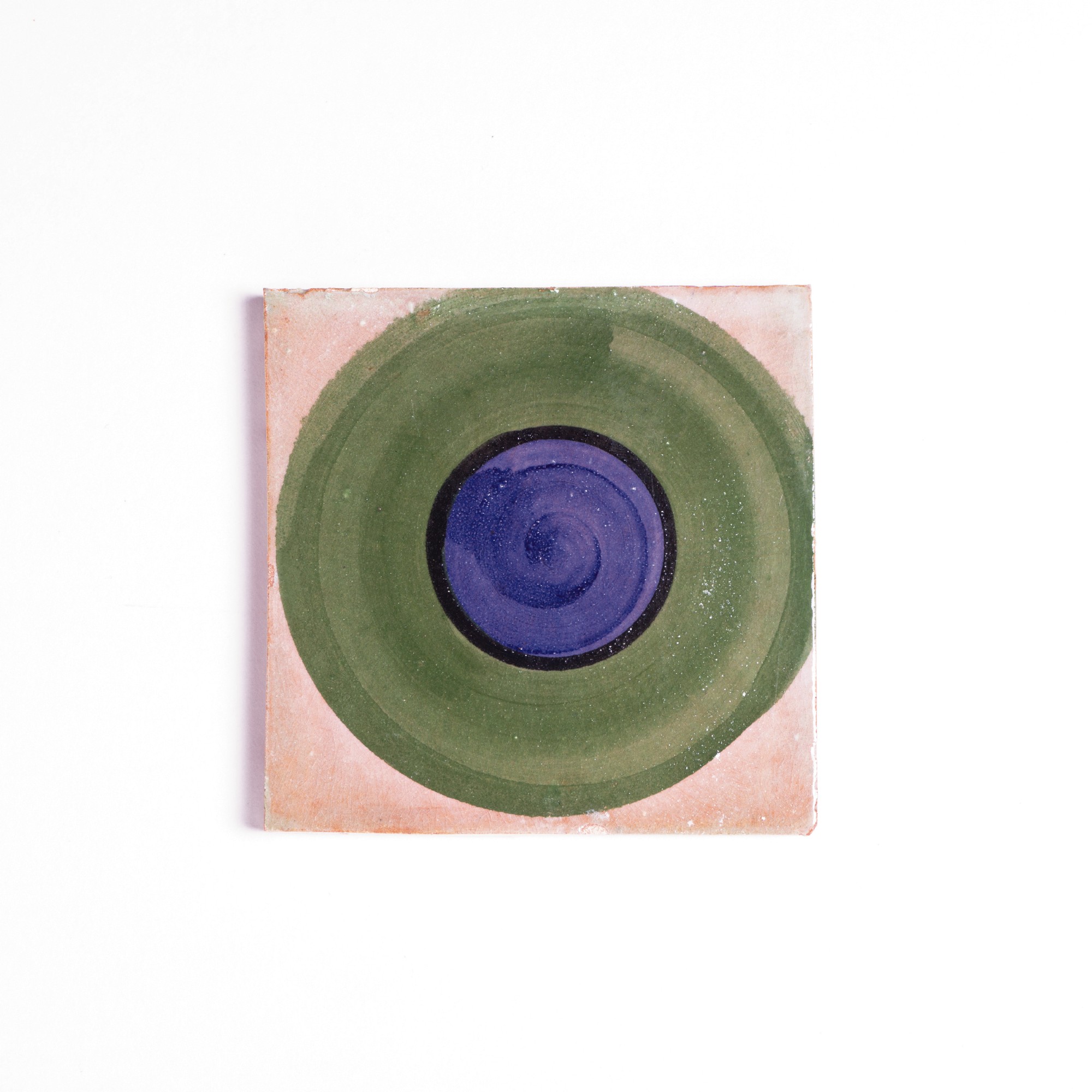 Handglasierte Kachel 'Rond', multicolor, T 10 cm, B 10 cm, H 1 cm von fischer's lagerhaus