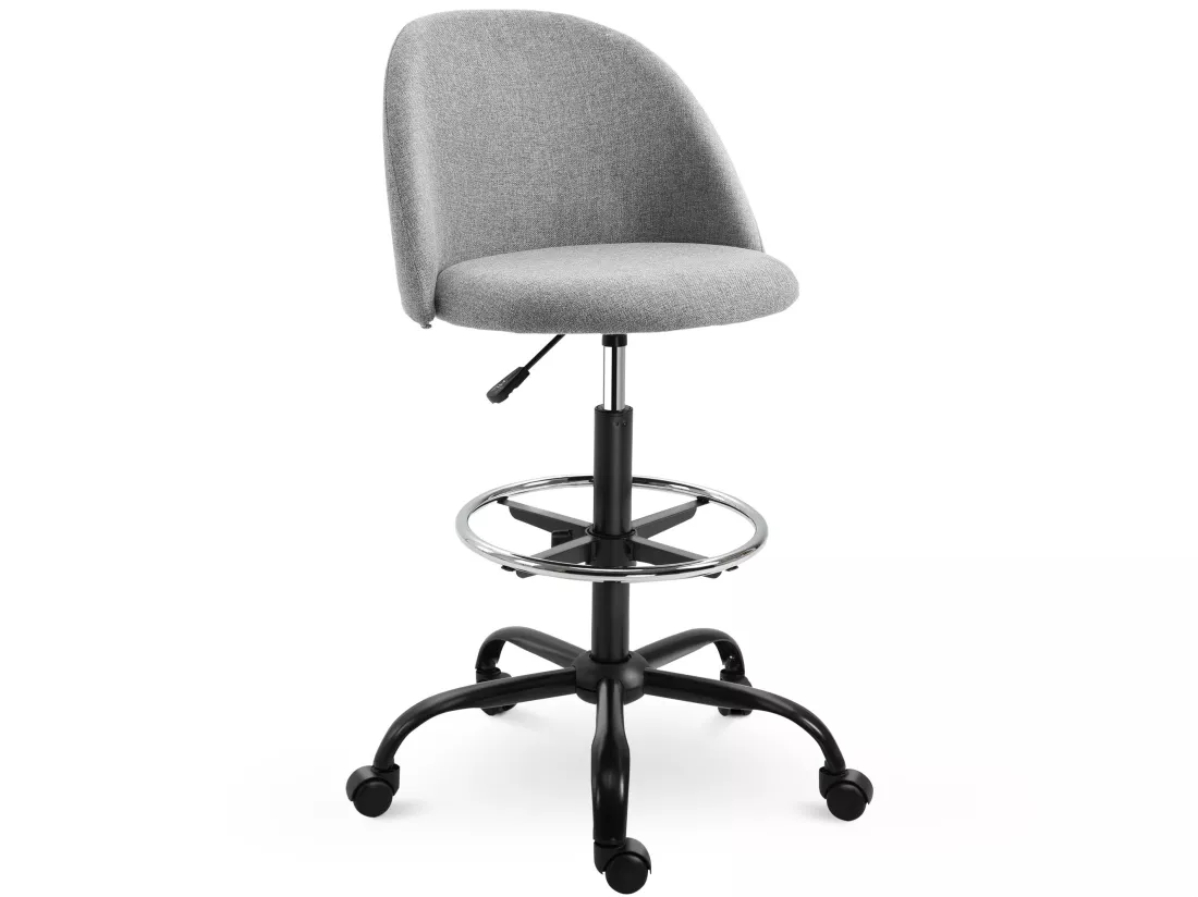 Vinsetto Chaise de bureau assise haute réglable 103-123H cm pivotant 360° lin gris