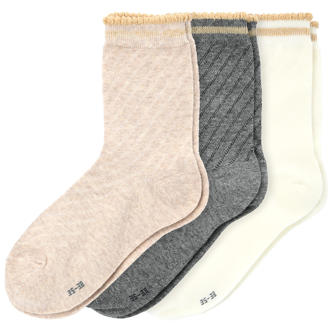 Gina Benotti 3 Paar Damen Socken mit Effektgarn cremeweiss / beige / grau