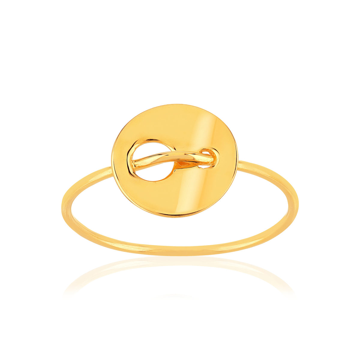 Bague or jaune 750 motif disque